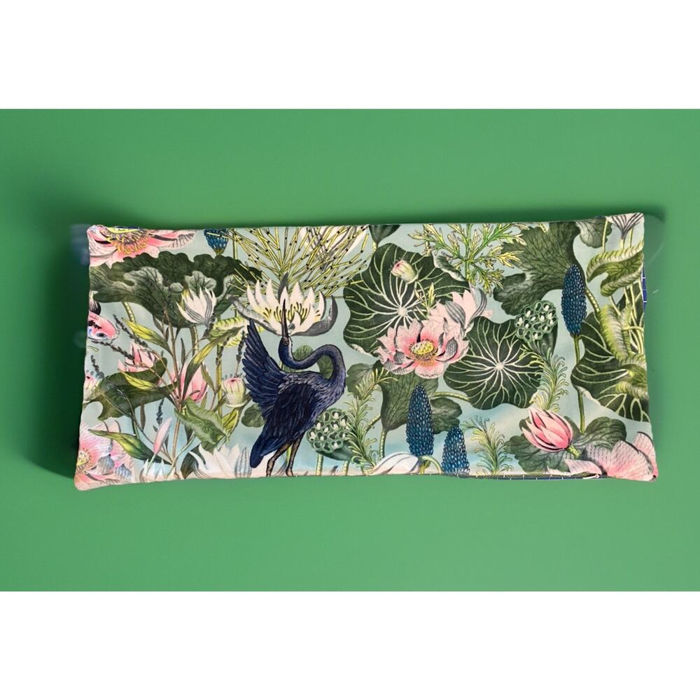 Designer Lumbar Feather Pillow "Waterlily Velvet" 2 Looks 1 Pillow 11"x24"